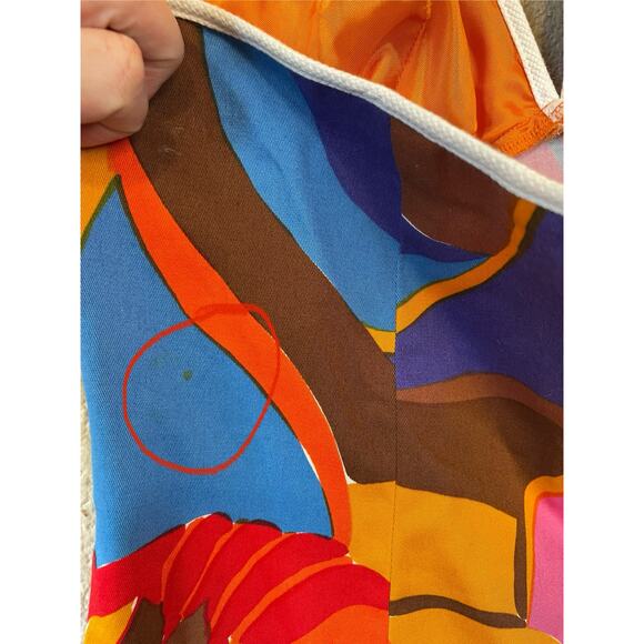 Trina Turk Multicolor Floral Mid Century Modern Boho Style Retro Halter Size 6 - Picture 3 of 11